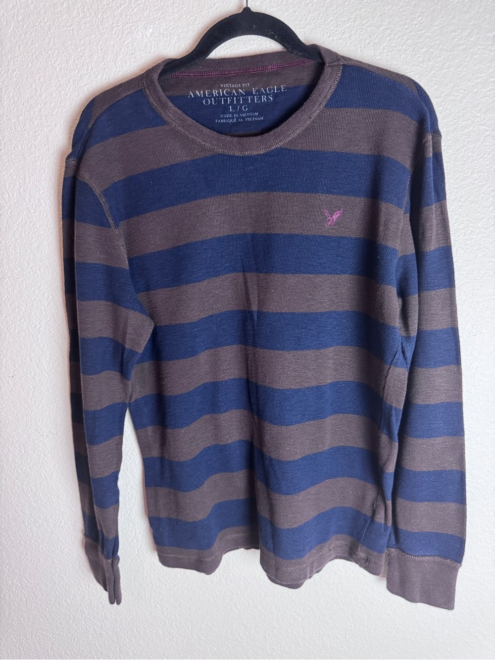 American Eagle Outfitters Striped Long Sleeve Shirt - Brown & Gray
